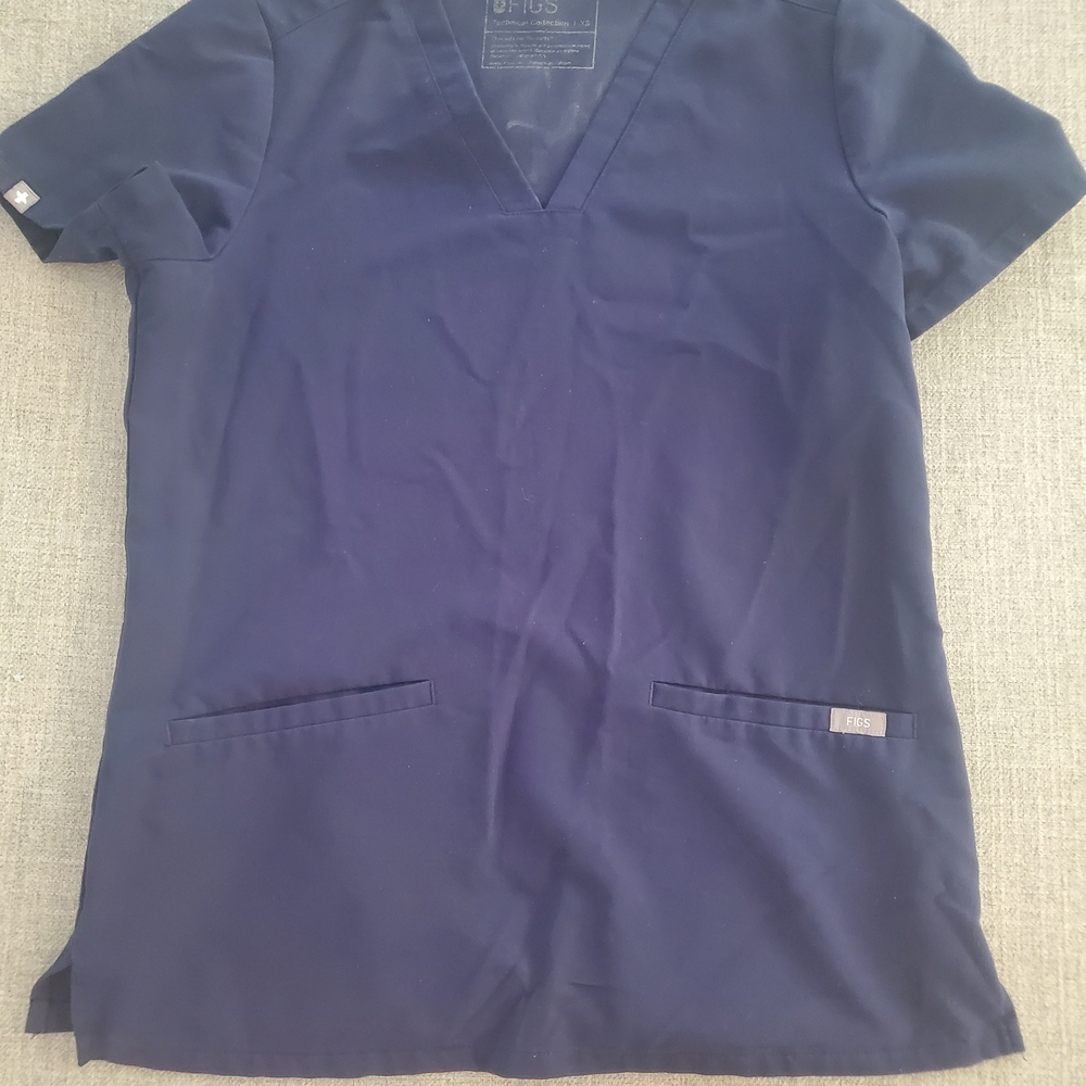 FIGS Deep Blue V-Neck Scrub Top